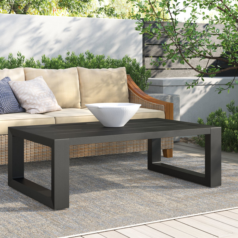 Georgie Rectangular Metal Outdoor Coffee Table , 54.13'' in. W 33.07'' in. D