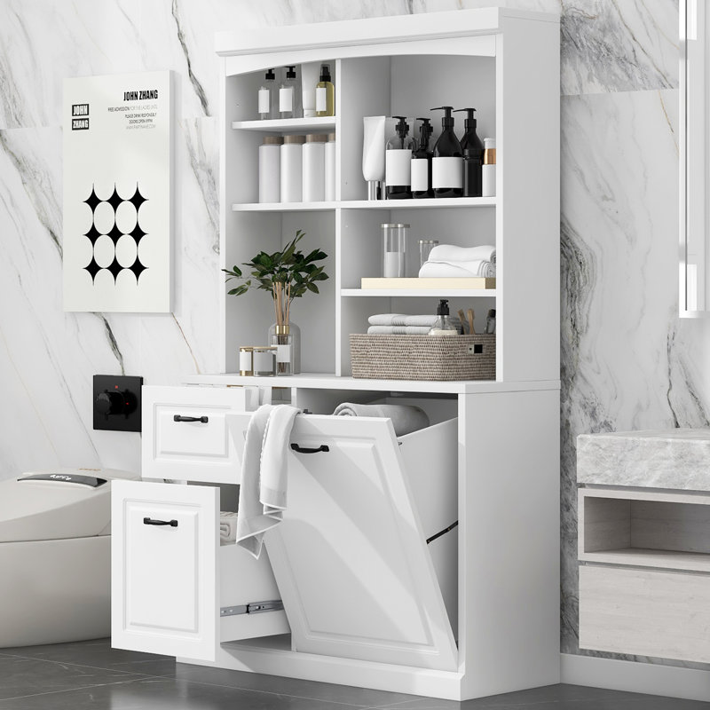 Armoire de salle de bain autoportante 71 po avec panier inclinable 71 po