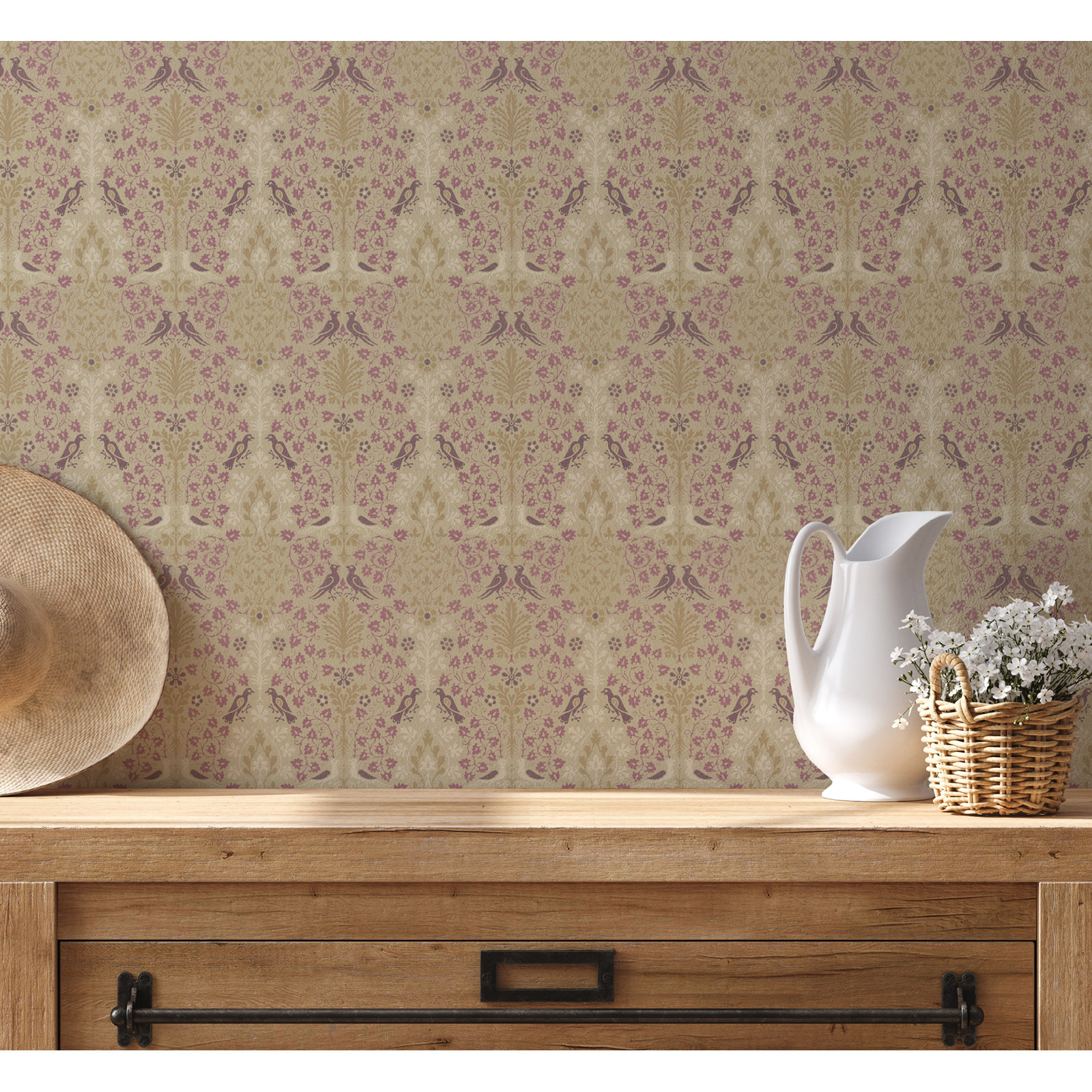 Yuki Osada Damask Wallpaper, Beige