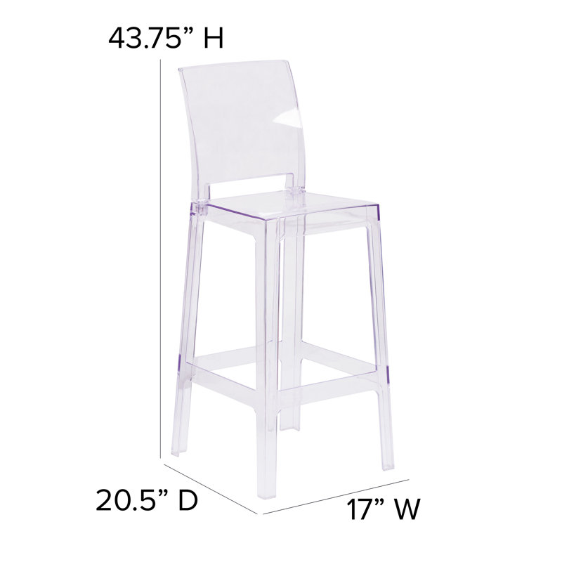 Tabouret de comptoir avec dossier carré en cristal transparent Imca - Chaises de mariage