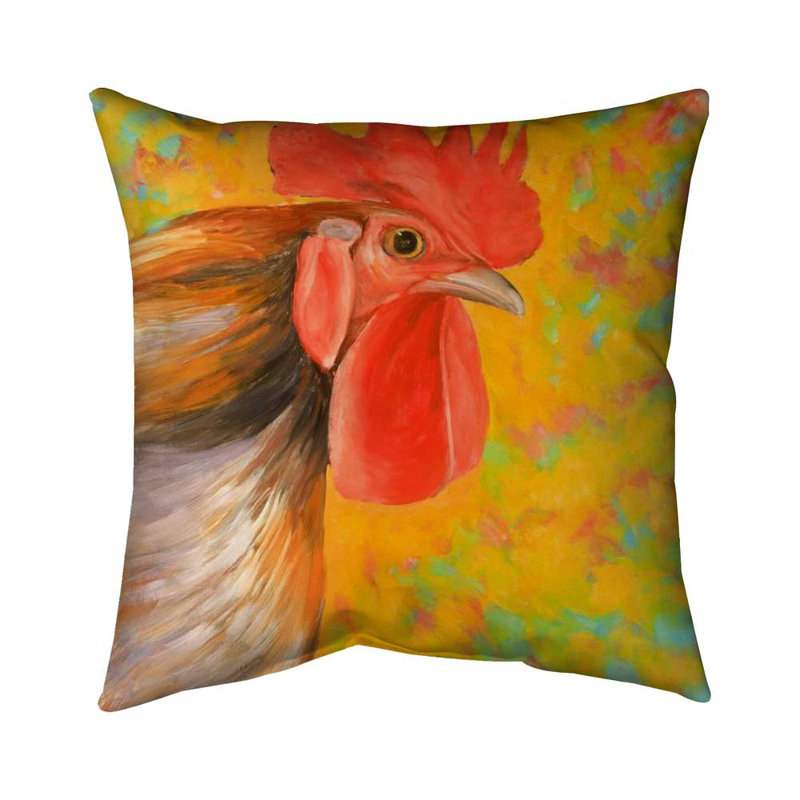 Colorful rooster - 18"x18" Throw pillow cover - Poly twill - Print on demand