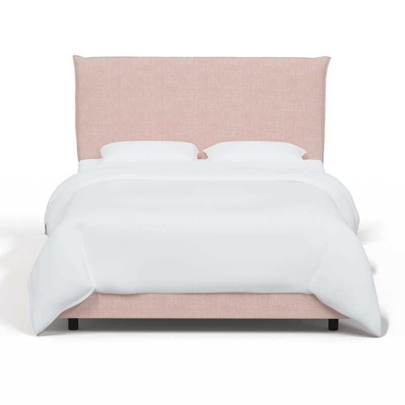 Lit tapissier standard à profil bas Bessinger, Lin quartz rose texturé Zuma, Grand