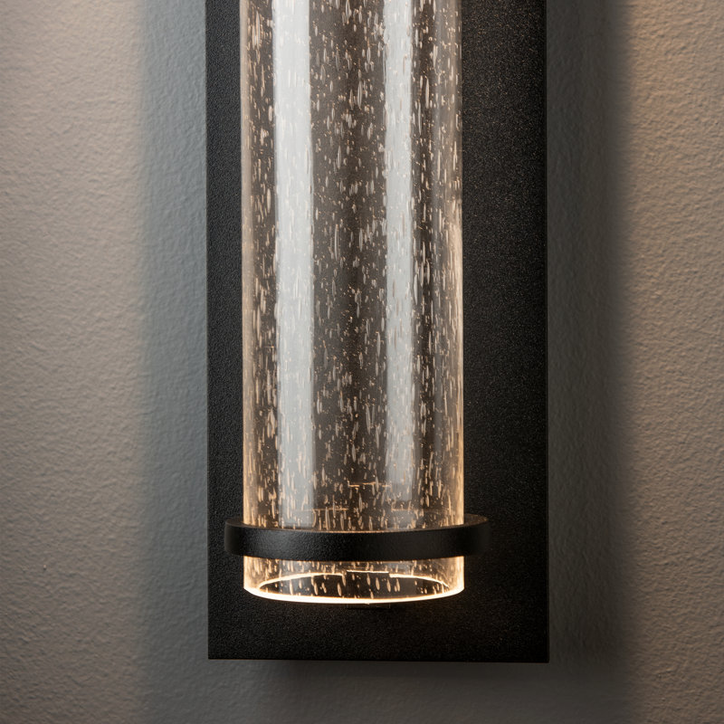 Plafonnier encastré d'extérieur Airis, Transparent avec grains, H 24,3 po x l 5 po x P 5,2 po, Noir bord de mer