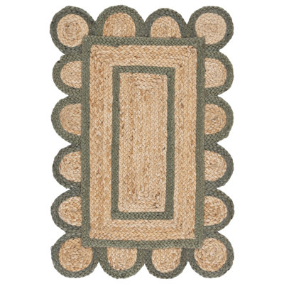 Natural Fiber Handwoven Jute Geometric Indoor Use Only Rug