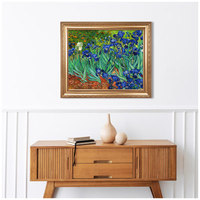 Irises by Vincent Van Gogh Framed Size:30x36 inches,Golden Frame The World Classic Art Reproductions,Wall Art for Home Decor