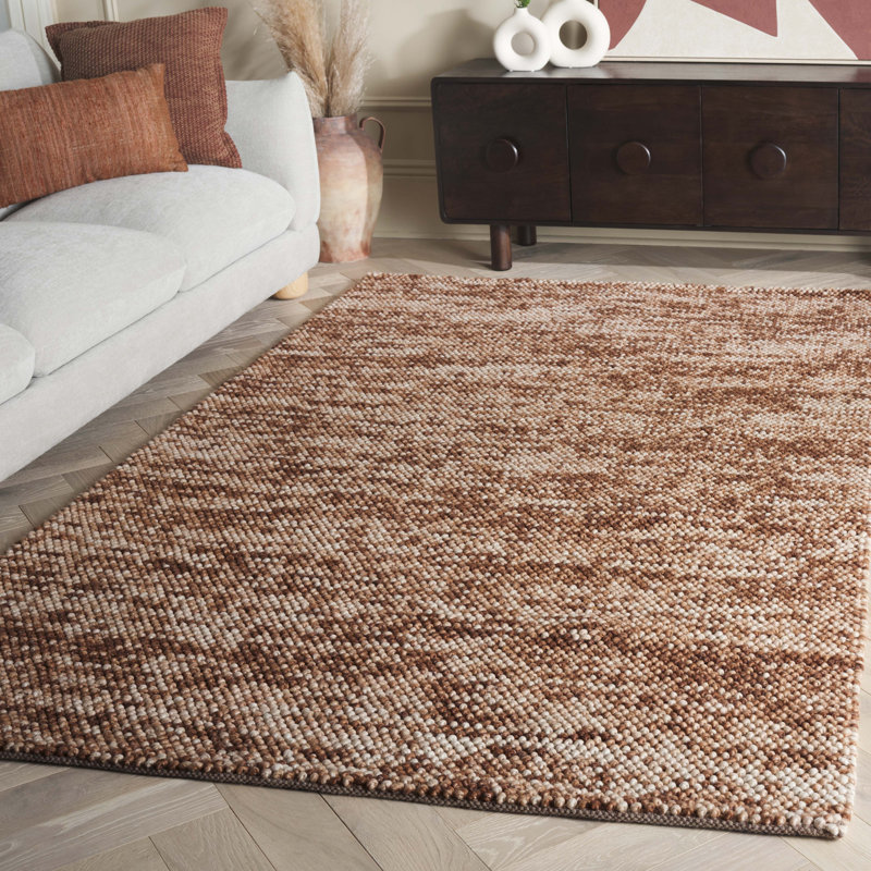 425 Handwoven Wool/Cotton/Polyester No Pattern Indoor Use Only Rug in Rust/Brown, Rectangle 5' x 8'