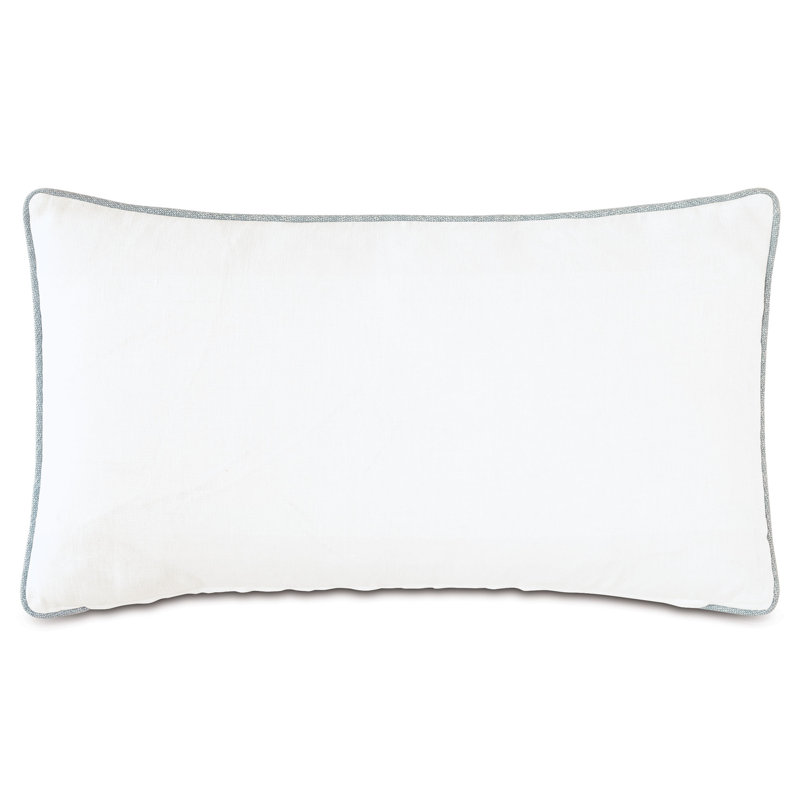 Amberlynn Embroidered Linen Reversible Throw Pillow, White/Brown/Beige, 15"H x 26"W