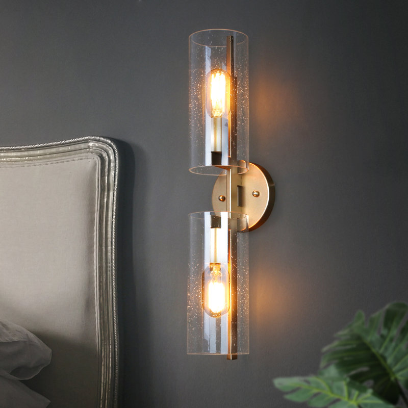 Riitta Dimmable Bathroom Vanity Light with Seeded Glass, Rose Gold