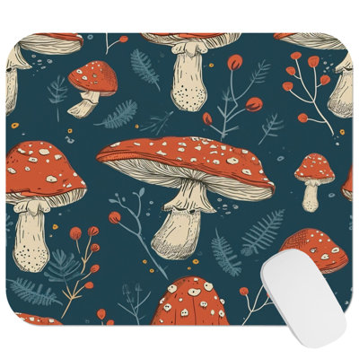 Botanical Mushroom Dreams XI Modern Gaming Cute Office Laptop Desk Pad Gift Mat Square Rectangle Non-Slip Mousepad