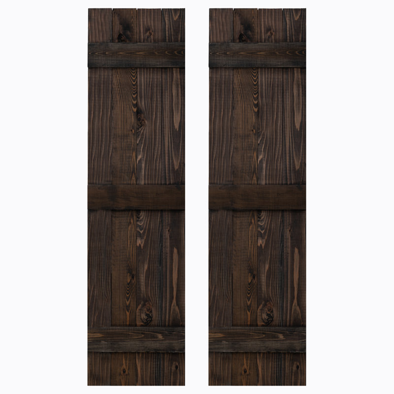 Volets traditionnels pour l'extérieur en planches avec couvre-joints, Latte noire, H 60 po