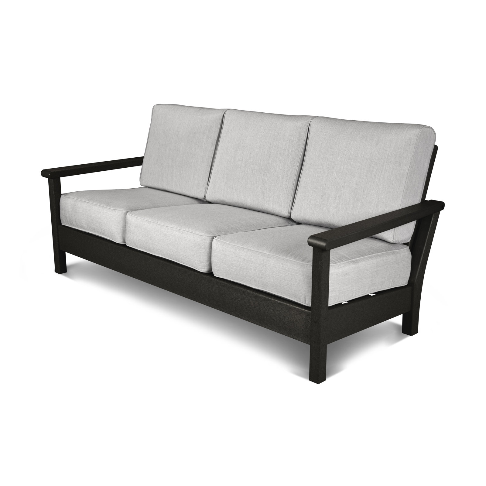 POLYWOOD® Harbour 75" Sunbrella® Patio Sofa, Granite, Black