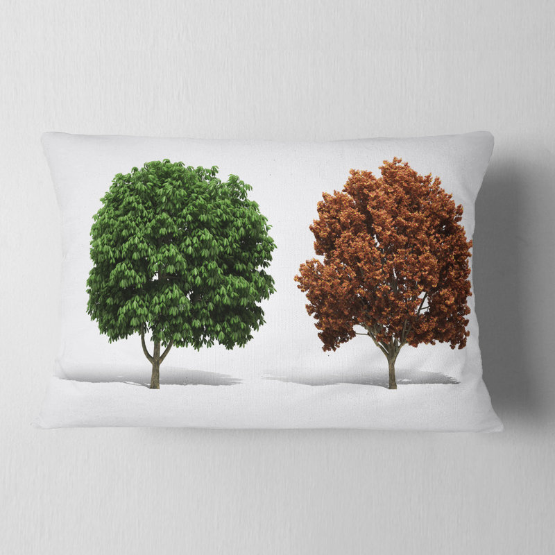 Arbres de fractale vert et rouge en 3D - coussin abstrait imprimé