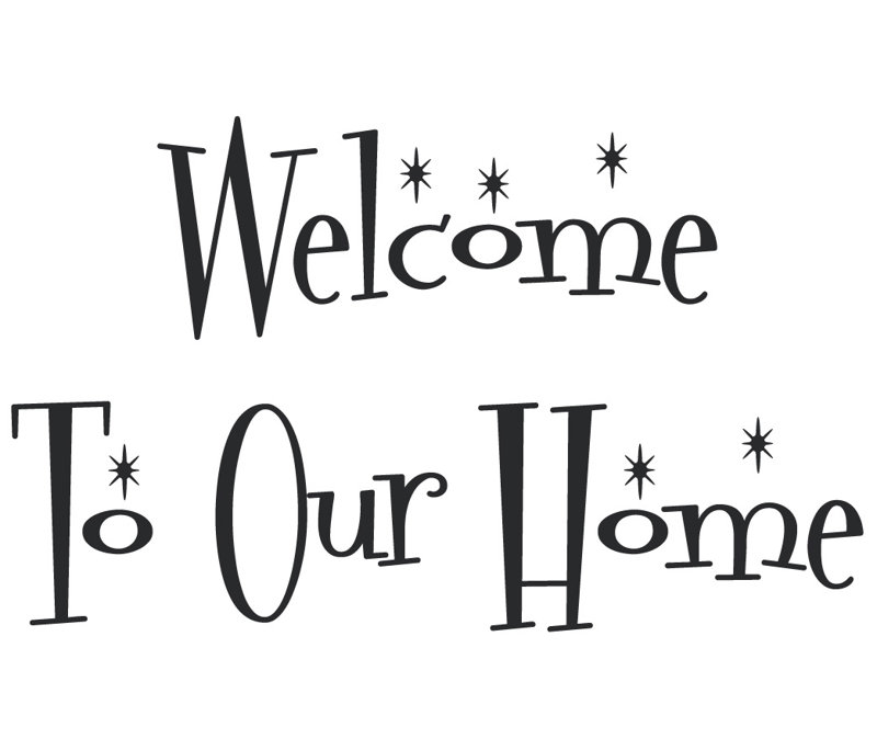 Décalcomanie murale "welcome to the home", Noir, H 14,5 po x l 24 po x P 0,01 po