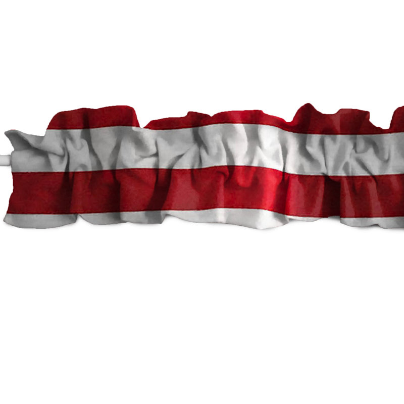 Cantonnière rayée en mélange de coton, Rouge, L 72 po x L 7 po
