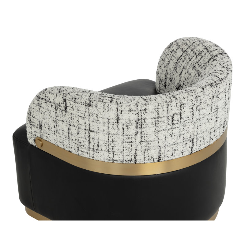 Swivel Lounge Chair, Black Faux Leather;Acrylic;Polyester