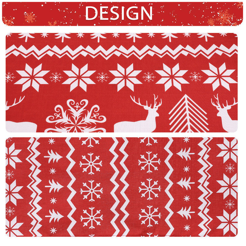 Xmas Tree and Deer Design Table Cloth Waterproof Christmas Tablecloth, Red, 137cm D x 228cm L