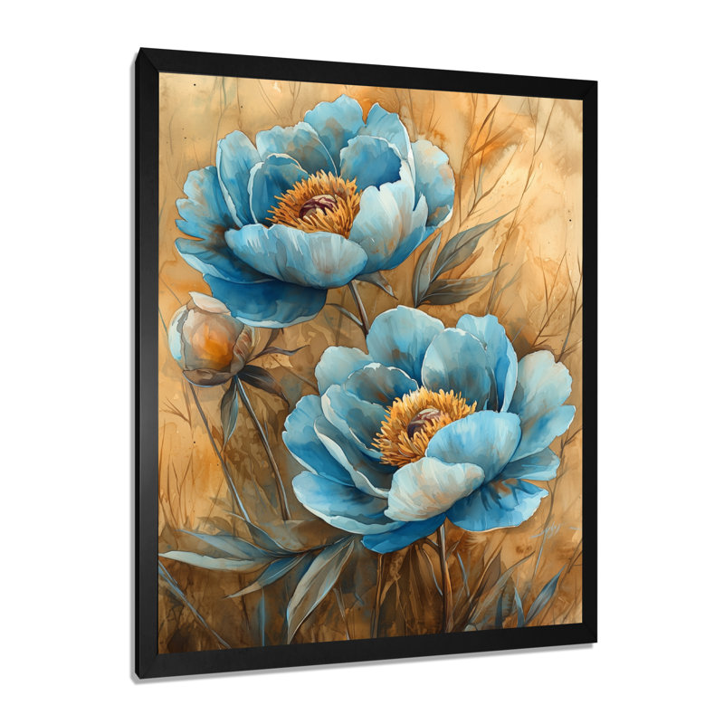 Bellamy - Floral Wall Art Living Room, Noir, H 20 po x l 12 po, Reproduction encadrée sans passe-partout