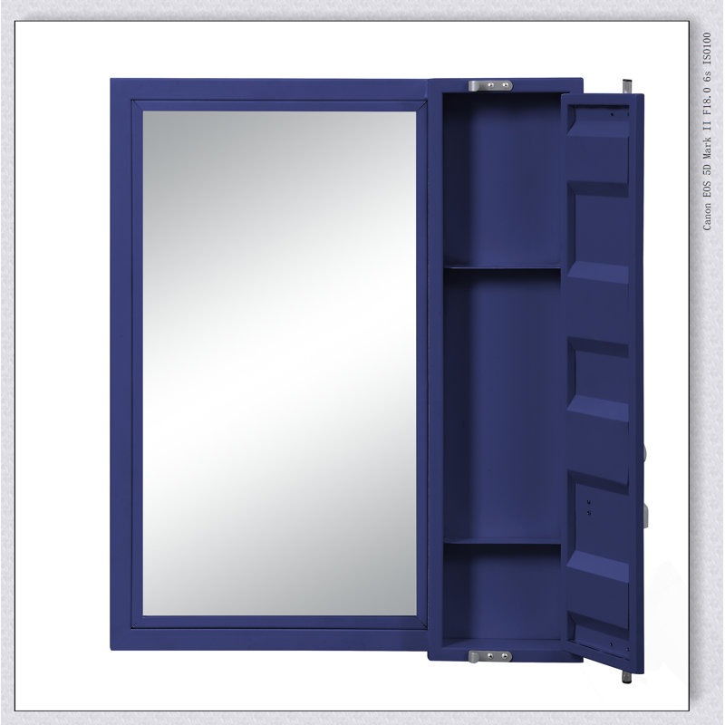 Durable Cargo Vanity Mirror With Secure Storage And Clear Reflection, Perfect For Modern And Industrial Spaces., Blue