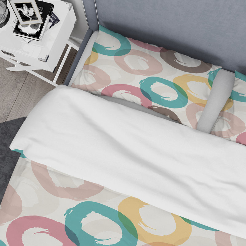 Multicolor Circle Pattern - Abstract Duvet Cover Set - Microfiber Polyester, Twin Duvet Cover + 1 Standard Sham