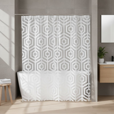 Geometric Transparent Peva Shower Curtain
