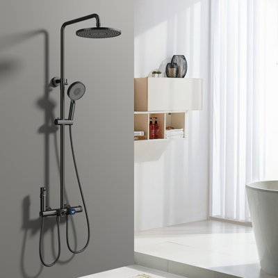 Système de douche mural thermostatique à quatre fonctions pour salle de bain