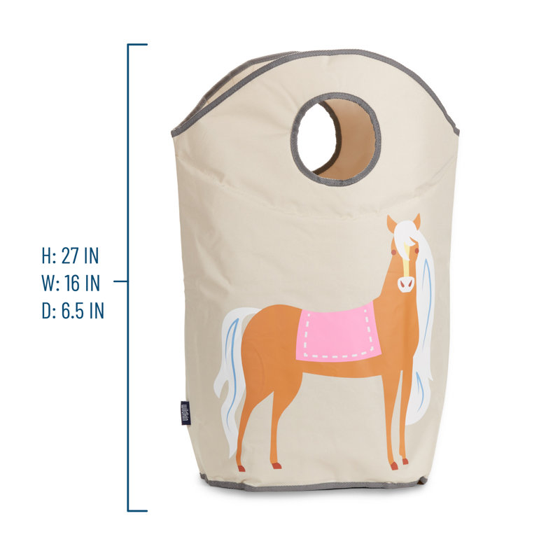 Panier à linge Wildkin Kids - Panier pliable pour garçons et filles, polyester durable avec poignées et dessous en filet - Cheval