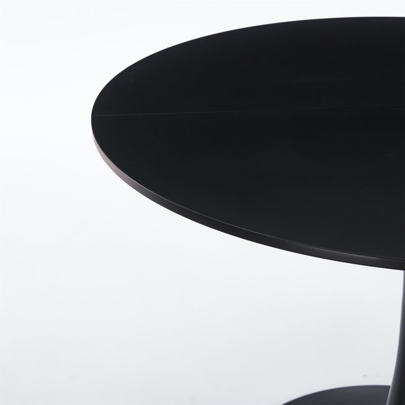 Table tulipe de 42,1 po de couleur noire, table de salle à manger de style Mid-Century pour 4 à 6 personnes - plateau de table rond en panneau de fibres à densité moyenne, table de salle à manger à piédestal, table de bout et table basse de loisir