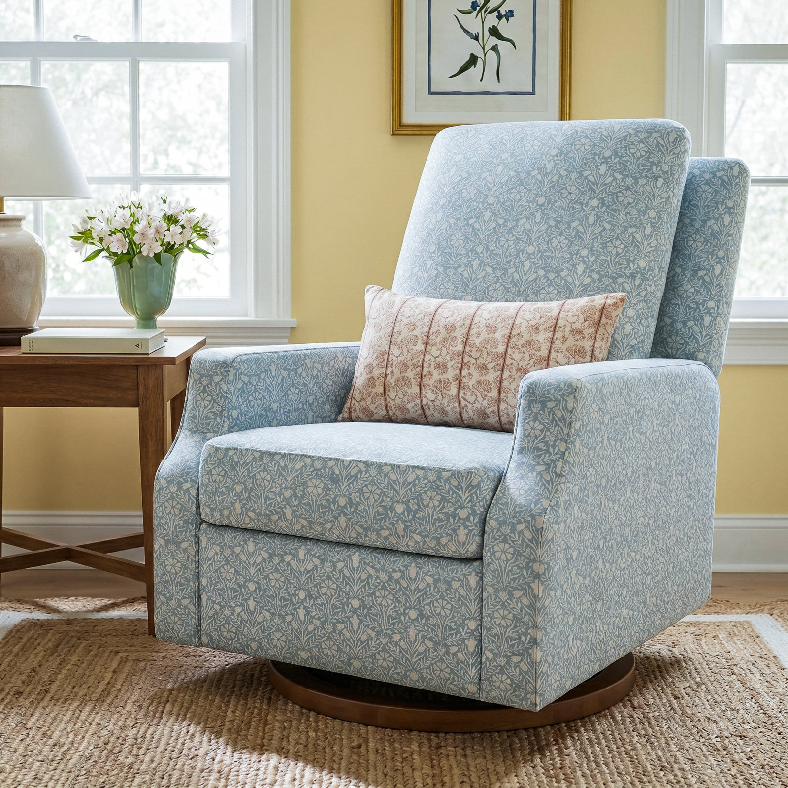 Morris & Co. x Namesake Crewe Recliner & Glider, Mallow in Ash w/Dark Wood Base
