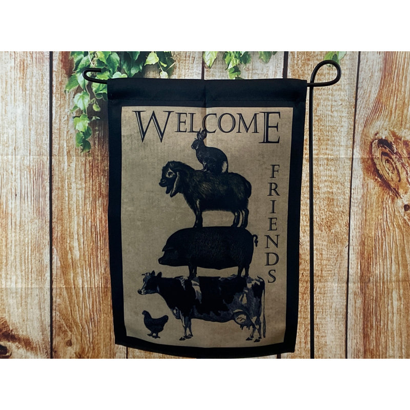 Ensemble de 2 faces en polyester 18 x 12 po "welcome stack animaux" drapeau de jardin