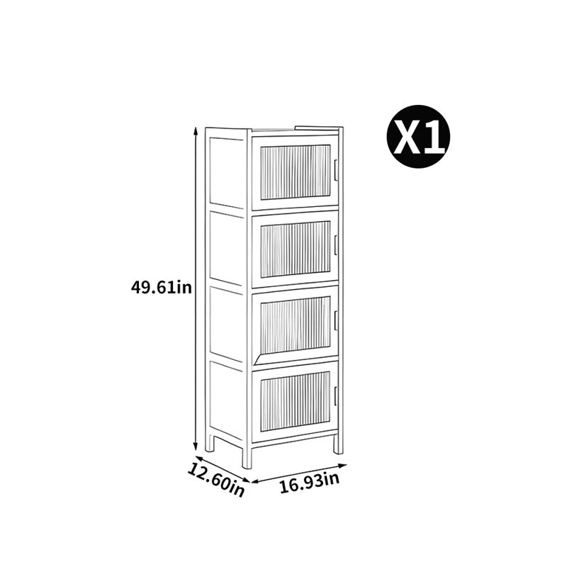 Korecky, (4 Shelves) 49.61" H x 16.93" W x 12.6" D
