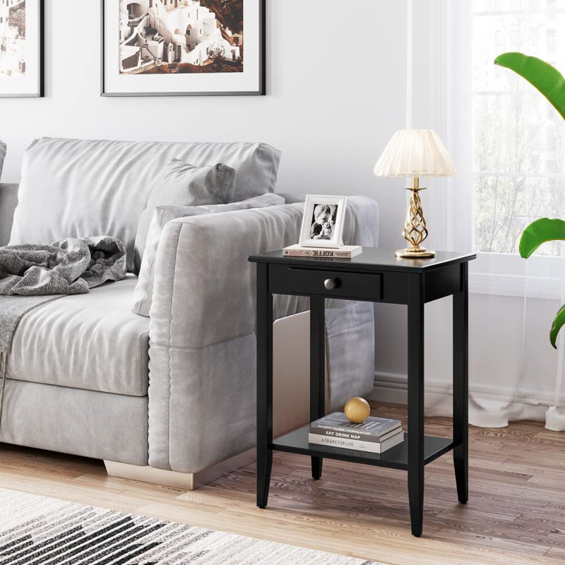 Table de bout avec rangement Kaeleen, Noir