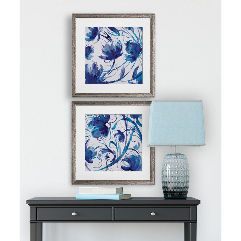 " Indigo Swirl " 2 - Pieces, Brown Framed