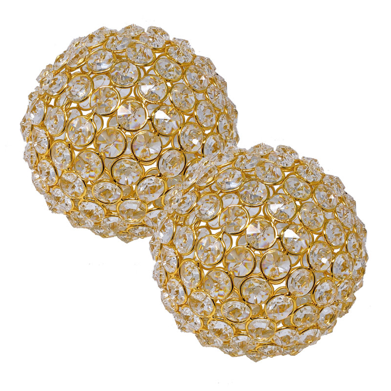 Kailyn Facetas Cristal Spheres, 4" H x 4" W x 4" D, Gold