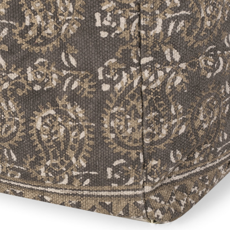 Pouf carré taupe et doré fait à la main, servant de coussin de sol ou de coussin, dimensions de 16 po, capacité de 200 lb, élément décoratif, rembourrage de perles fait à la main, idéal pour être utilisé taille de 16 po x 16 po x 16 po, limite de poids,