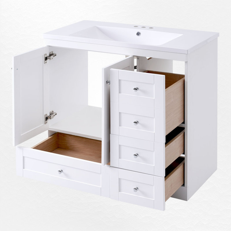 Ensemble de meuble-lavabo simple 36 po avec plateau en résine, Blanc