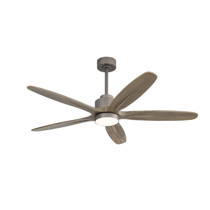 54 In 5 Solid Wood Blades Indoor Ceiling Fan With Integrated Led And Remote DC Motor, Charcoal Grey, Gray, Gray