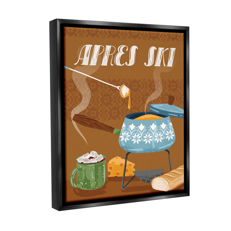 «Après Ski Warm Meal» par Arrolynn Weiderhold sur toile, Cadre flottant noir de jais, H 31 po x l 25 po