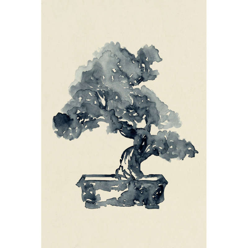 «Indigo Bonsai II» par Jacob Green - peinture sur toile tendue, H 30 po x l 20 po