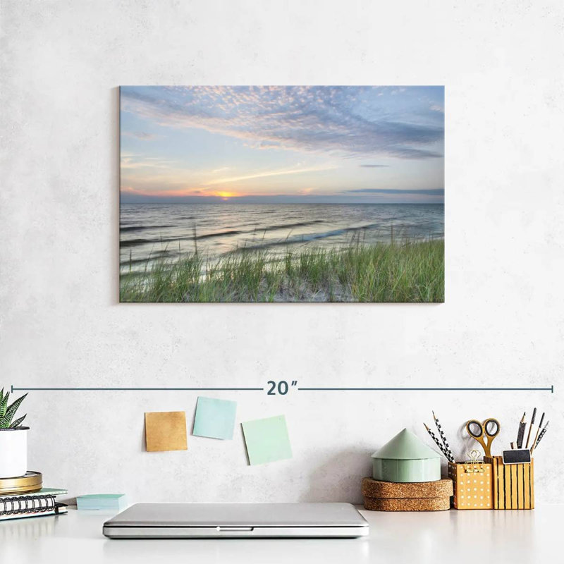 Coucher de soleil sur toile, H 8 po x l 12 po x P 1 po
