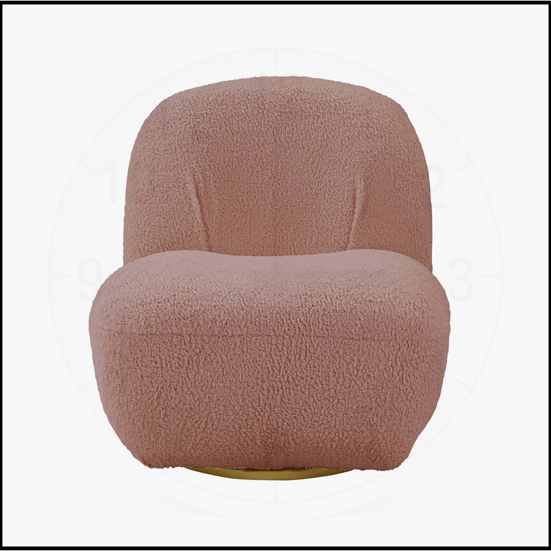 Chaise d'appoint en sherpa rose Yedaid avec pivot, rembourrage moelleux et structure en bois durable pour un confort moderne