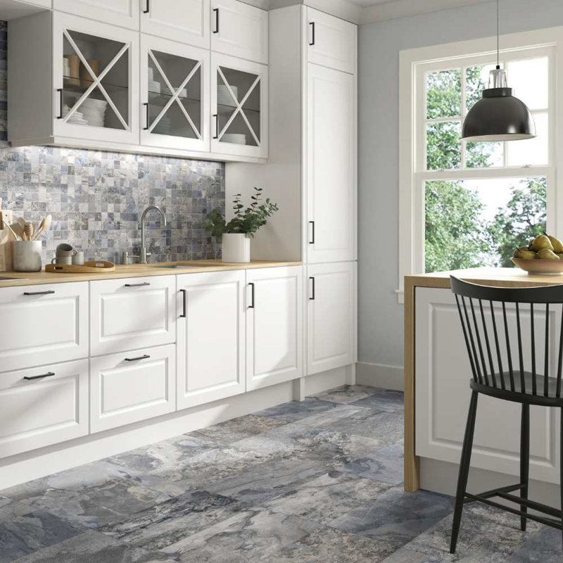 Wells Stone 6" x 6" Porcelain Stone Look Wall & Floor Tile, Blue