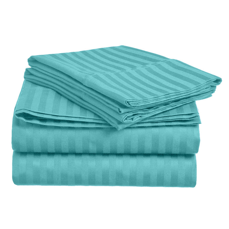 Ensemble de draps Matiah, Turquoise, Ensemble de draps pour grand lit + drap-housse + 2