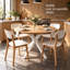 Table à pied centrale de style moderne du milieu du siècle, design multifonctionnel à pieds croisés, pouvant accueillir de 4 à 6 personnes, servant à la fois de table à manger et de grande table basse, plateau robuste avec pattes en métal-765266171