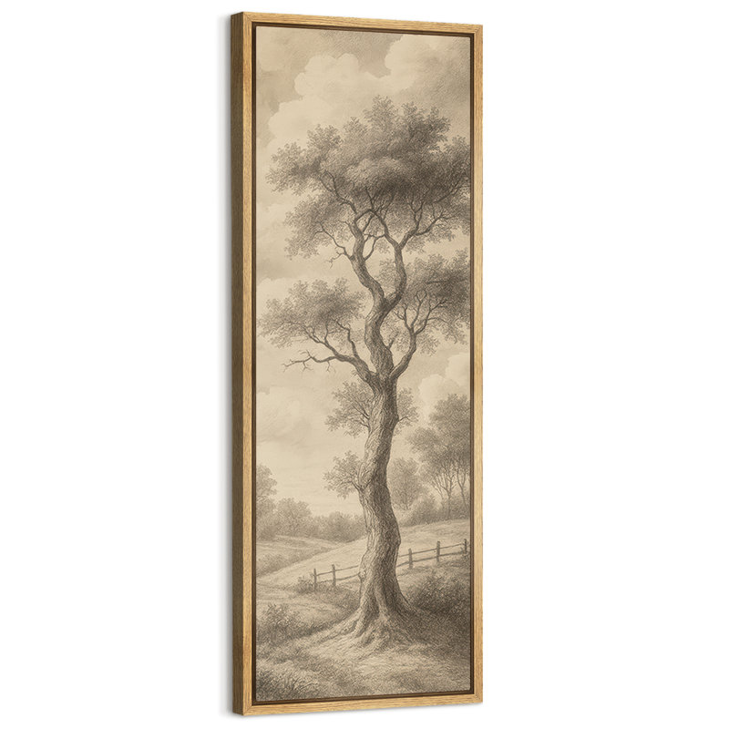 «Brown Tone Tree Landscape Art Extra Large», reproduction d'art sur toile encadrée, Naturel, H 60 po x l 20 po