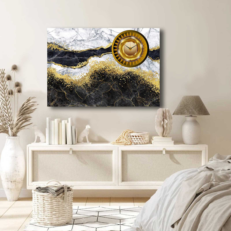 Elegant Canvas Wall Clock, 27.6 x 39.4 inches | 100% Suede Canvas with 100% Wooden Frame (Thickness: 1.1 inches) | Perfect for Home Décor, Stylish Timepiece for Living Room & Office, Unique Design