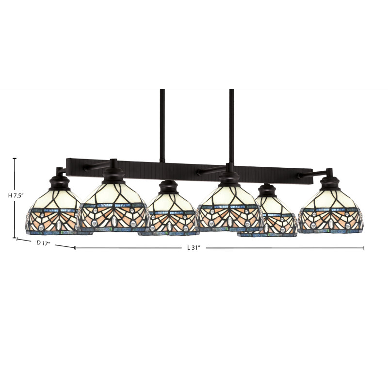 Barre d'éclairage 6 lumières Edge avec verre d'art merlot royal 7 po, Espresso