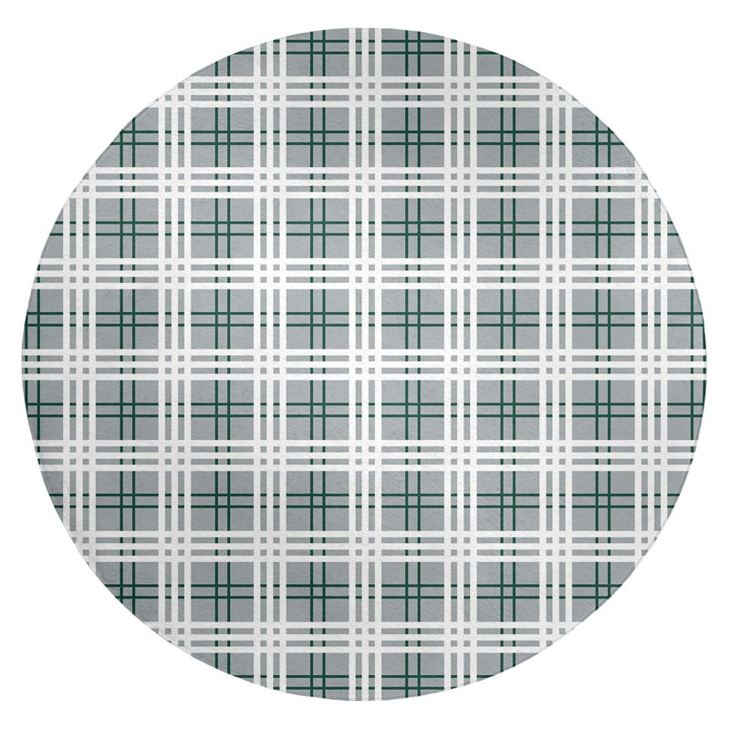 Tapis à carreaux gris, Rond 5 pi