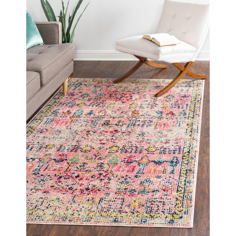 Tapis abstrait Ector, Rectangle 2 pi x 3 pi 1 po, Pink