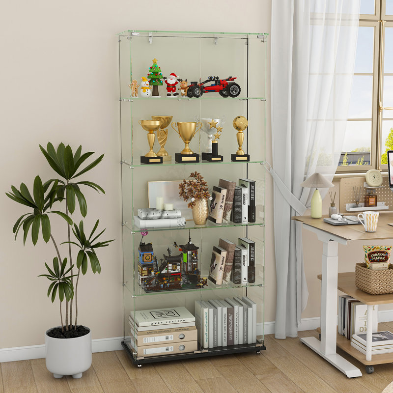 Vitrine à 4 niveaux en verre avec 5 modes DEL dynamiques
