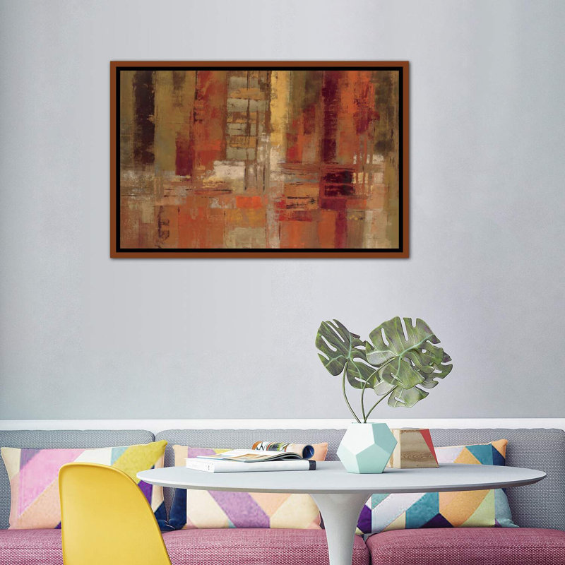 «Sunset Street» par Silvia Vassileva - reproduction d'art, H 26 po x l 40 po x 1,5 po, Cadre flottant brun
